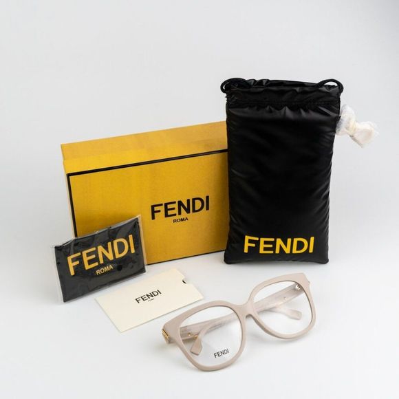 NEW Fendi FE50064F FENDI FIRST 025 Ivory Cream Geometric Eyeglasses - Picture 9 of 10